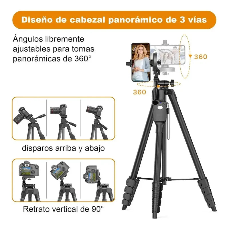Trípode Para Celular Y Cámara Profesional Figostore Sl3600 De Aluminio Con Cabezal Panorámico Negro