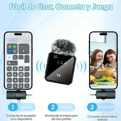 Microfono Kit 3 En 1 Inalambrico Para Grabacion Tik Tok Pro Negro
