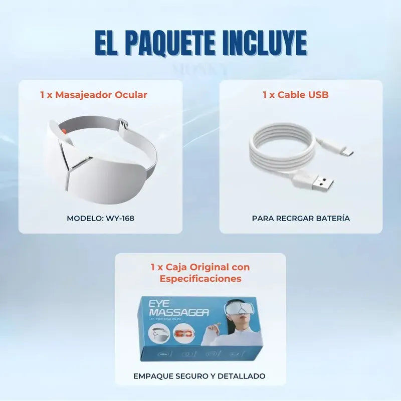 Masajeador Ocular Inteligente Con Compresión Y Calor Para Aliviar La Fatiga Y Ojeras Figoimport Blanco