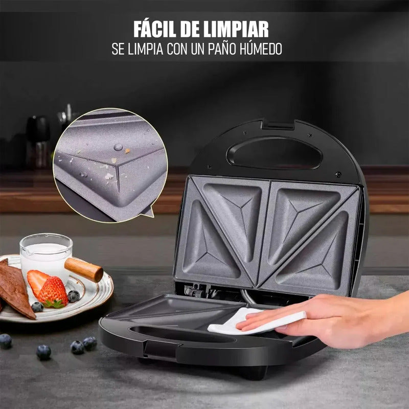 Sandwichera Tostadora 2 Panes Eléctrica 750w. Color Negro