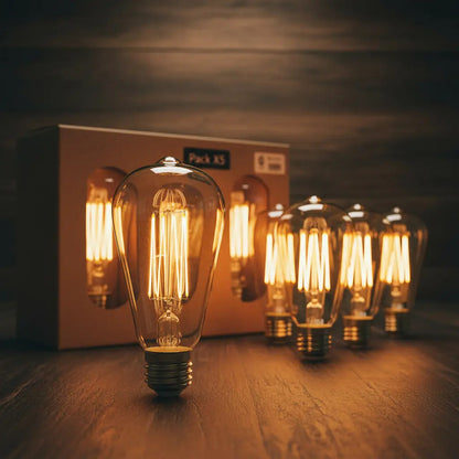 Ampolleta Pack X5 Retro Led Vintage Luz Calida 4w Amarillo