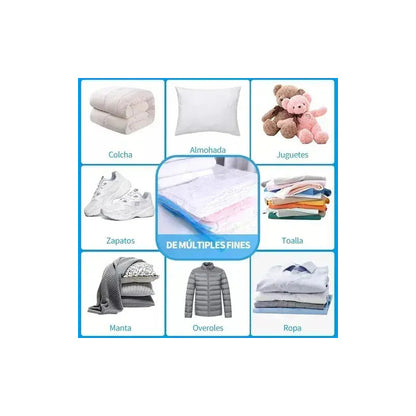Pack De 6 Bolsas Al Vacío Reutilizables De 80x60 Cm Para Ropa