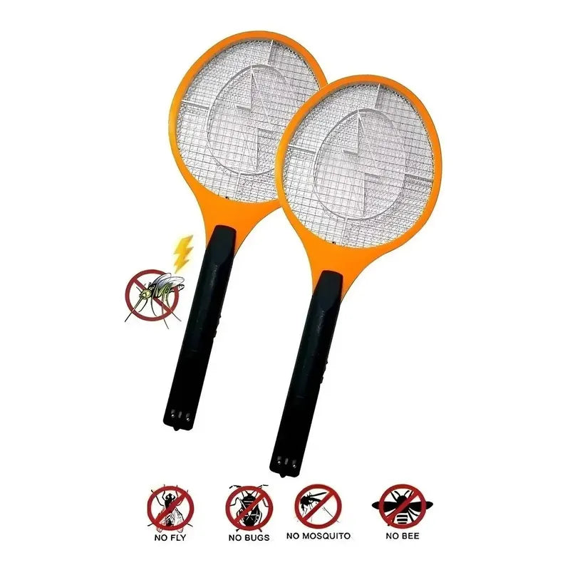 X2 Raqueta Eléctrica Mata Moscas Mosquitos Negro