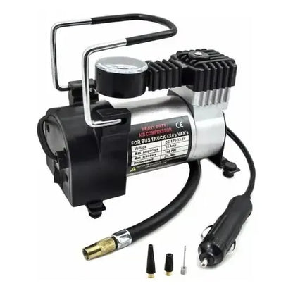 Compresor Aire Metalico Vehiculo Auto Moto Color Plateado