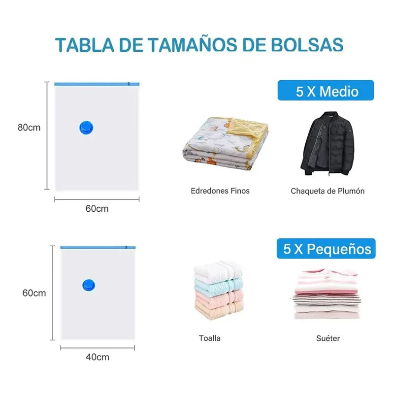 Bolsas Al Vacio Comprimir Ropa Pack 12 Unidades 60 X 80