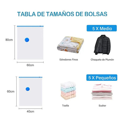 Bolsas Al Vacio Comprimir Ropa Pack 12 Unidades 60 X 80