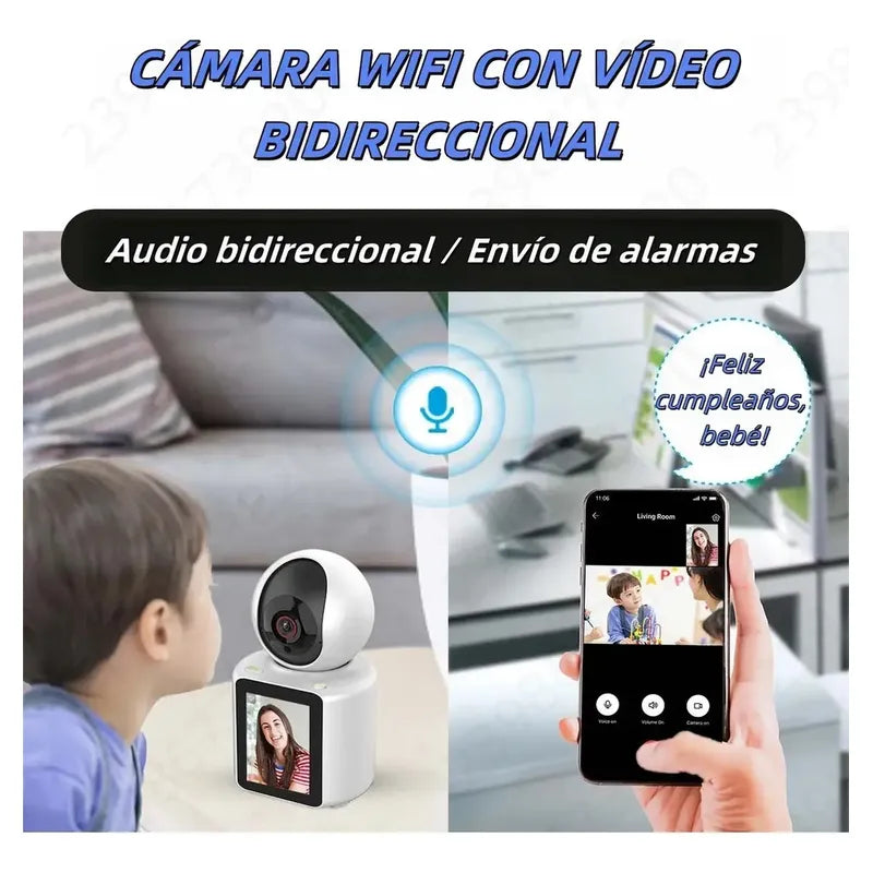 Cámara De Videollamadas Wi-fi Interior Figoimport Con Pantalla Hd Para Monitoreo De Adulto Mayor Y Bebés Blanco