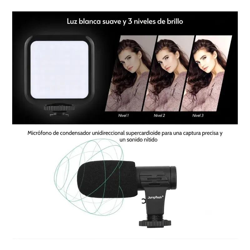 Kit De Grabacion Con Tripode Aro Luz Led Y Microfono