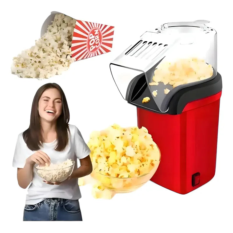 Máquina Para Palomitas De Aire Caliente Roja, 1200w, Para Fiestas Y Noches De Cine Rojo