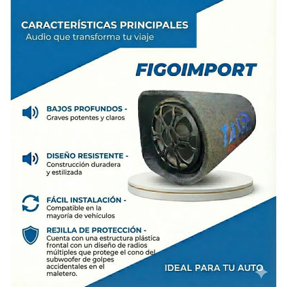 Subwoofer Amplificado De Acustica / Automoviles Super Bass Negro