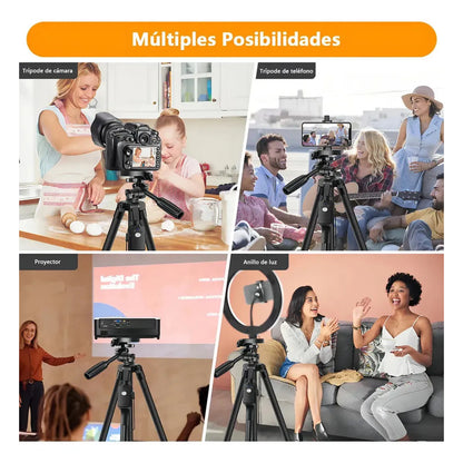 Trípode Para Celular Y Cámara Profesional Figostore Sl3600 De Aluminio Con Cabezal Panorámico Negro