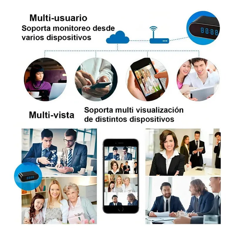 Reloj Despertador Cámara Oculta 1080 Wifi Detecta Movimiento