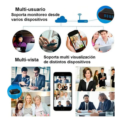 Reloj Despertador Cámara Oculta 1080 Wifi Detecta Movimiento