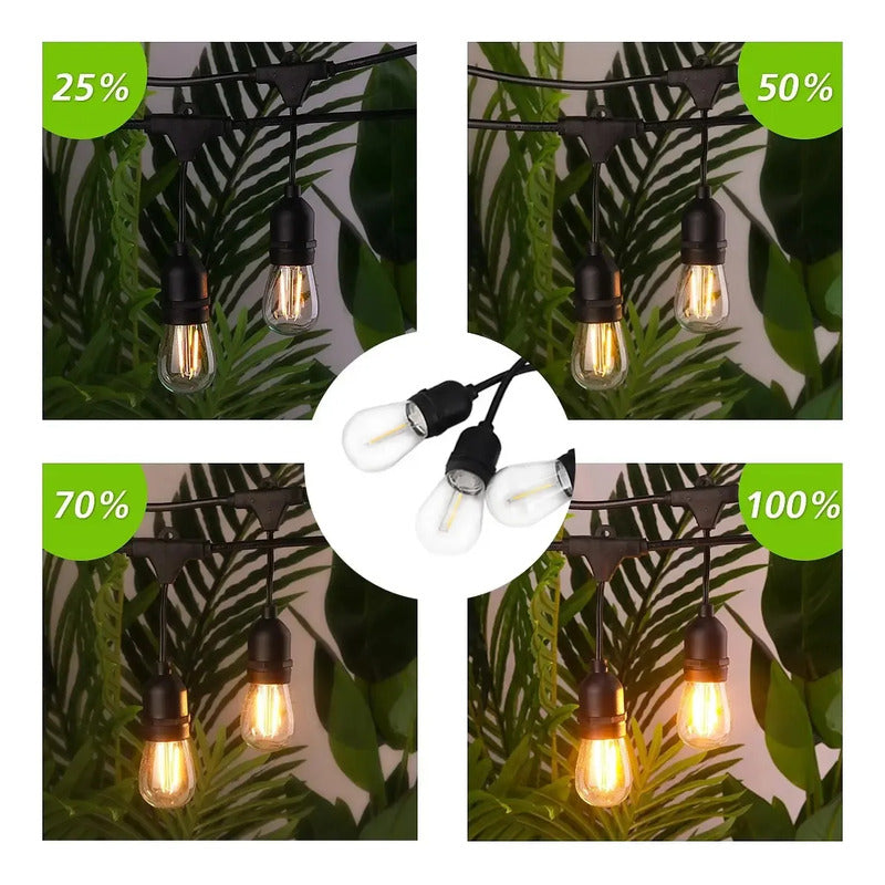 Guirnalda Terraza Patio Ampolletas Incluidas Soquetes 10 Mtr Negro
