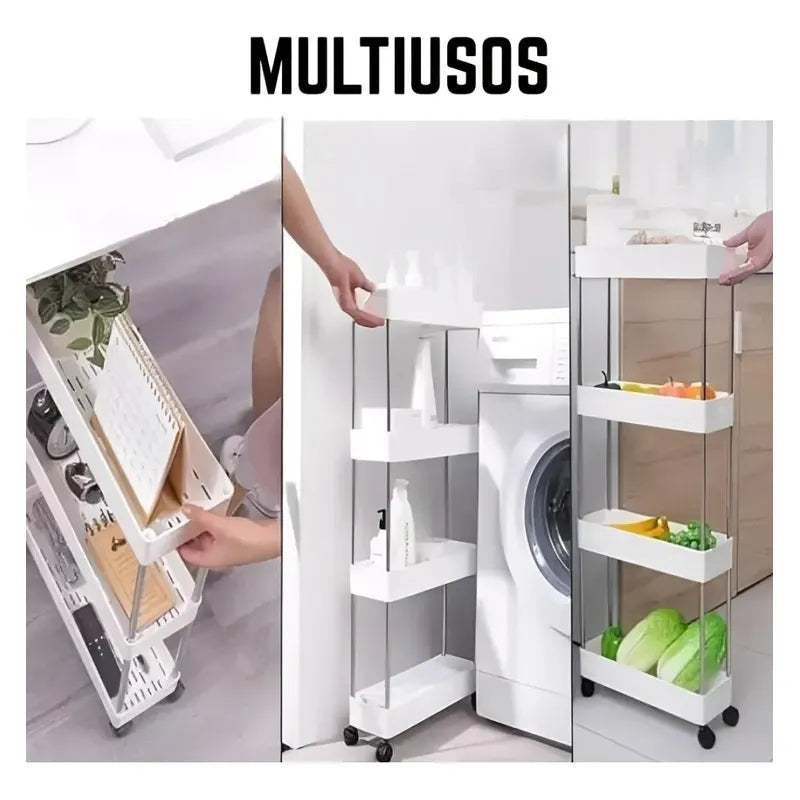 Carrito Organizador 4 Niveles Delgado Blanco  Blanco