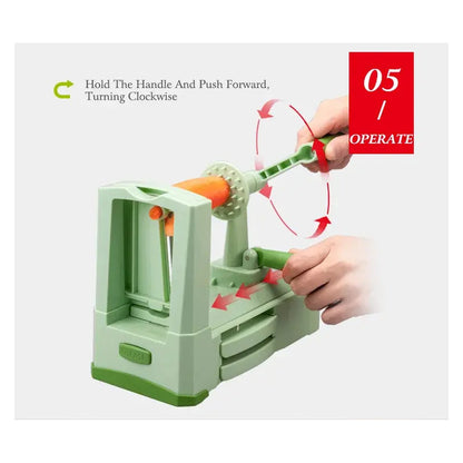 Veggetti Rallador Rotatorio 3 En 1 Espiral Verde Cortador Blanco