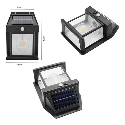Lámpara De Pared Solar Para Exteriores, Led, Colonial, Vinta Negro