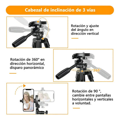 Trípode Para Celular Y Cámara Profesional Figostore Sl3600 De Aluminio Con Cabezal Panorámico Negro