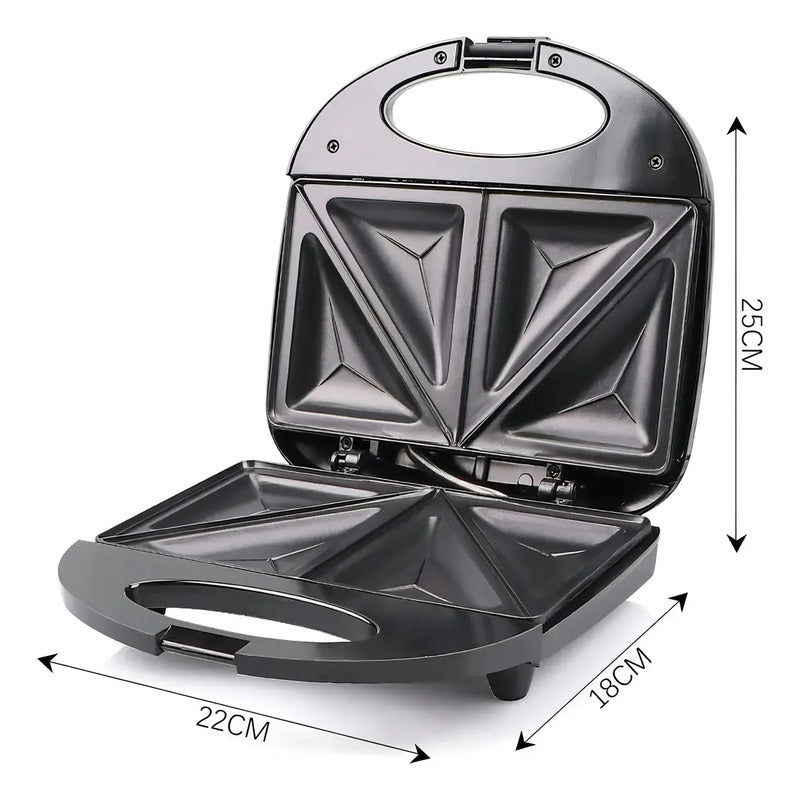 Sandwichera Tostadora 2 Panes Eléctrica 750w. Color Negro