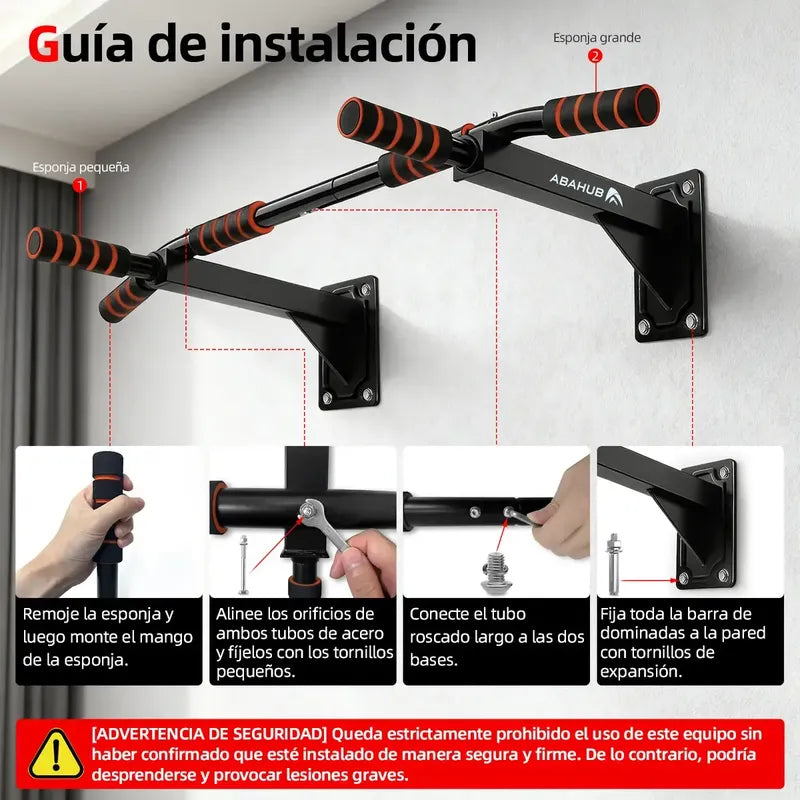 Barra De Ejercicios Para Dominadas En Pared Y Sistema Mullti Negro