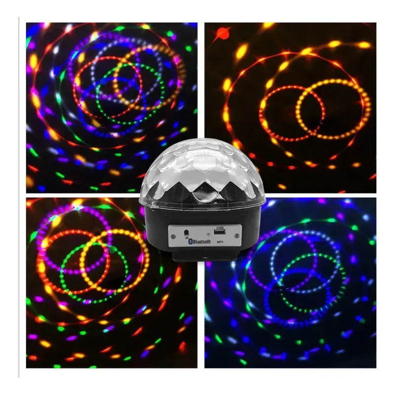 Bola Disco Espejada 18 Cm Con Luces Rítmicas Fiesta  X2