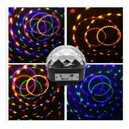 Bola Disco Espejada 18 Cm Con Luces Rítmicas Fiesta  X2