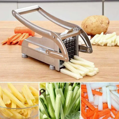 Cortador De Papas Fritas Acero Inoxidable Cuchillas Intercambiables Plateado