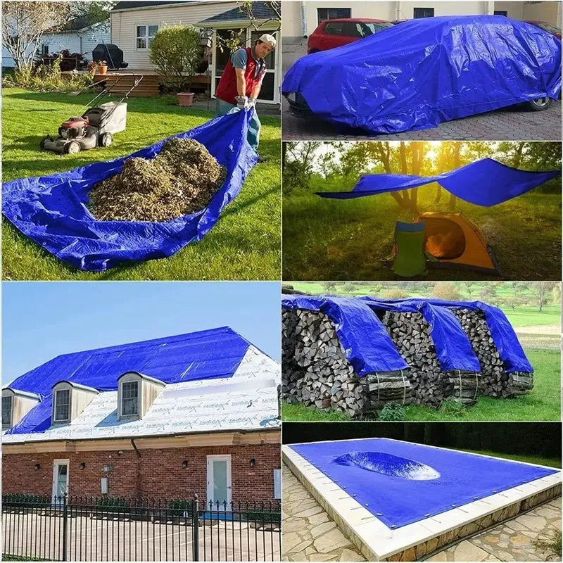 Carpa Lona Cobertor Impermeable Multiusos 8x12 M Azul Y Naranja