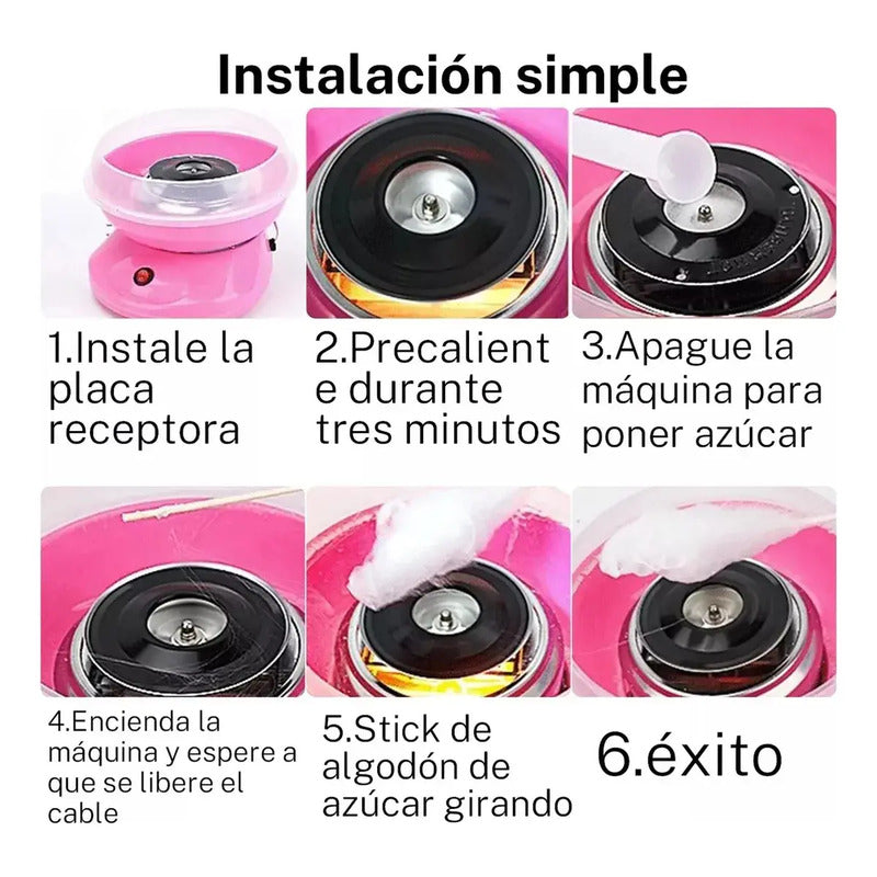 Máquina Algodón De Azúcar Eléctrico Caramelo 500w Color Rosa