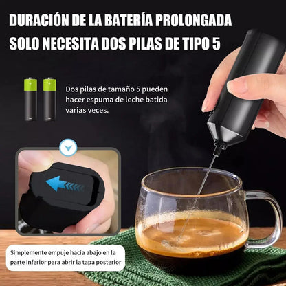 Mini Batidor Revolvedor De Café Espuma Huevo Recargable Negro