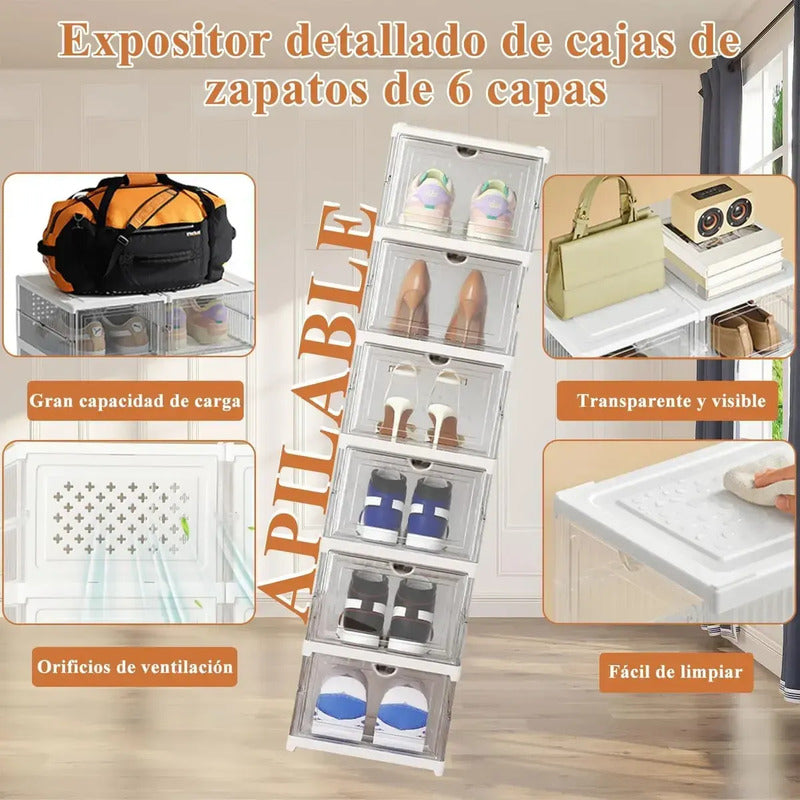 Zapatera Plegable De 6 Niveles Organizador De Almacenamiento Blanco