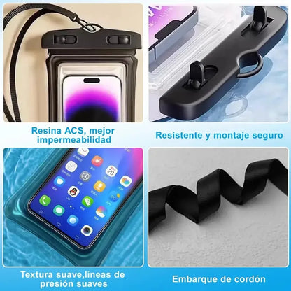 Funda Impermeable Sumergible Para Celular Universal Con Correa Y Cierre Magnético Variado Lisa
