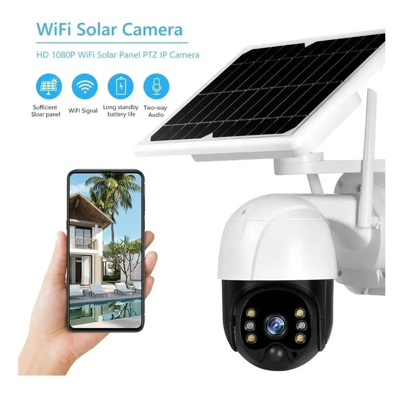 Camara Ip Solar Seguridad Wifi Exterior Hd 1080p Icsee Blanco