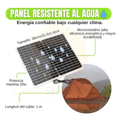 Estación De Energía Portátil Figoimport Pro 220w Con Panel Solar Y Linterna Led