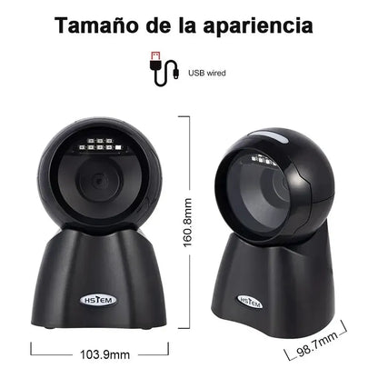 Lector De Códigos De Barras Fijo Figostore 1d Y 2d Usb, Láser Con Soporte Negro