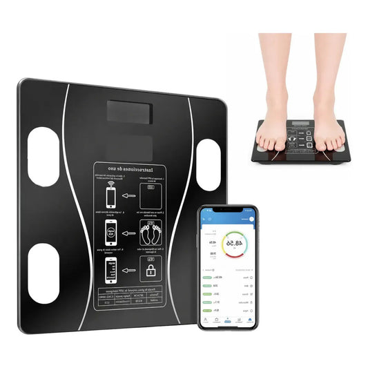 Balanza Pesa Digital Inteligente App Bluetooth Bascula Baño Negro