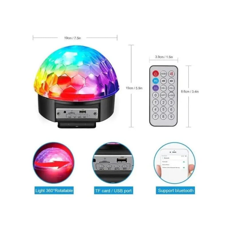 Bola Disco Rítmica Luces De Fiesta Bola Parlante Bt