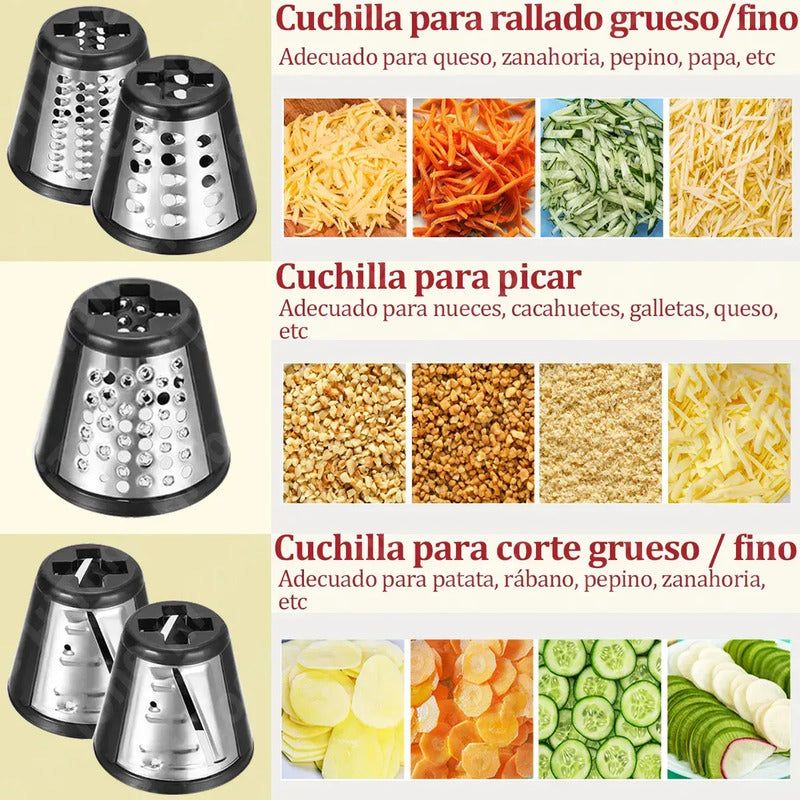 Rallador Eléctrico Cortador De Verduras Utensilios De Cocina Negro