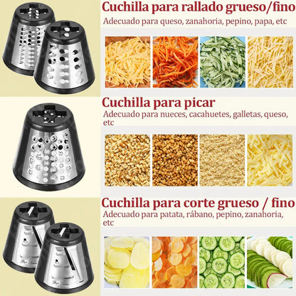 Rallador Eléctrico Cortador De Verduras Utensilios De Cocina Negro