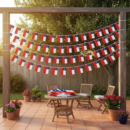 Banderines De Chile Guirnalda 50 Metros Para Eventos Figo Rojo Chile