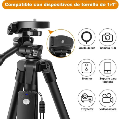 Trípode Para Celular Y Cámara Profesional Figostore Sl3600 De Aluminio Con Cabezal Panorámico Negro