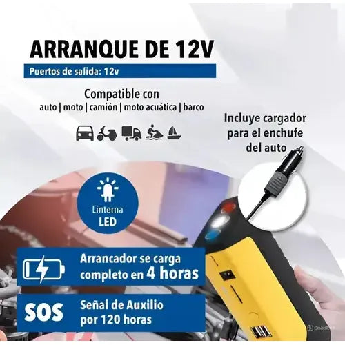 Arrancador Portátil Partidor J12 20w Para Auto Y Camioneta