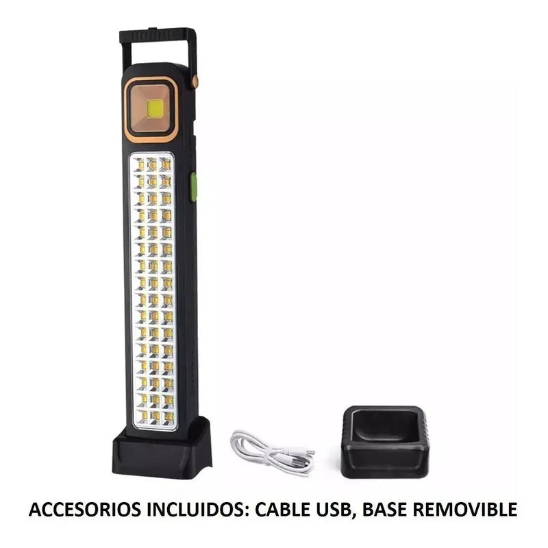 Lámpara 48 Led Solar Foco Luz Emergencia Recargable  Negro