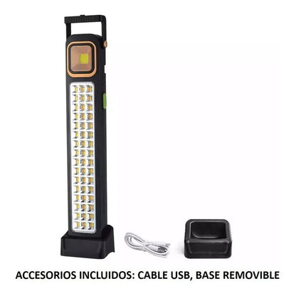 Lámpara 48 Led Solar Foco Luz Emergencia Recargable  Negro