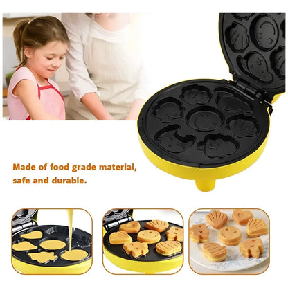 Mini Wafflera Para Niños Maquina Mini Torta Cocina Amarillo