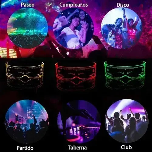 Lentes Luminosas Led Con Efectos De Luz Para Fiestas Y Eventos  Recargables Usb Transpartente Lujo