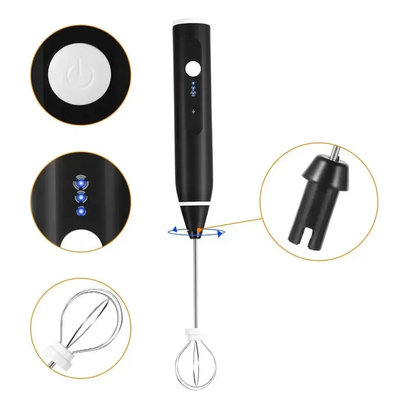 Batidora Eléctrica Mini Recargable Para Café Y Leche Betensh Negro-228094-262242 B45