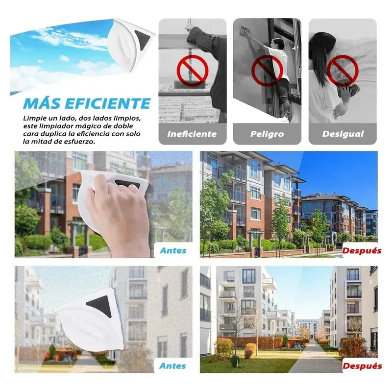 Limpiavidrios Magnético Triangular De Doble Cara Para Ventanas, De Figostore