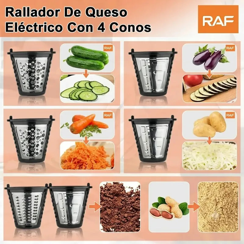 Rallador Eléctrico Cortador De Verduras Utensilios De Cocina Negro