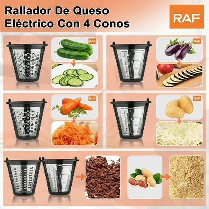 Rallador Eléctrico Cortador De Verduras Utensilios De Cocina Negro
